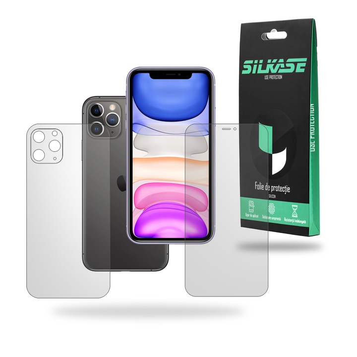 Комплект 2 матирани фолиа SILKASE за Apple iPhone 11 Pro Max, защита на телефона, възобновяем силикон