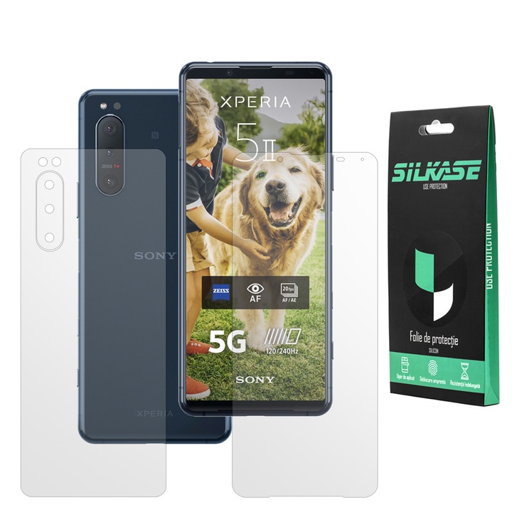 Комплект 2 протектора SILKASE за Sony Xperia 5 II, Защита на телефона, Възобновяем силикон, Матови