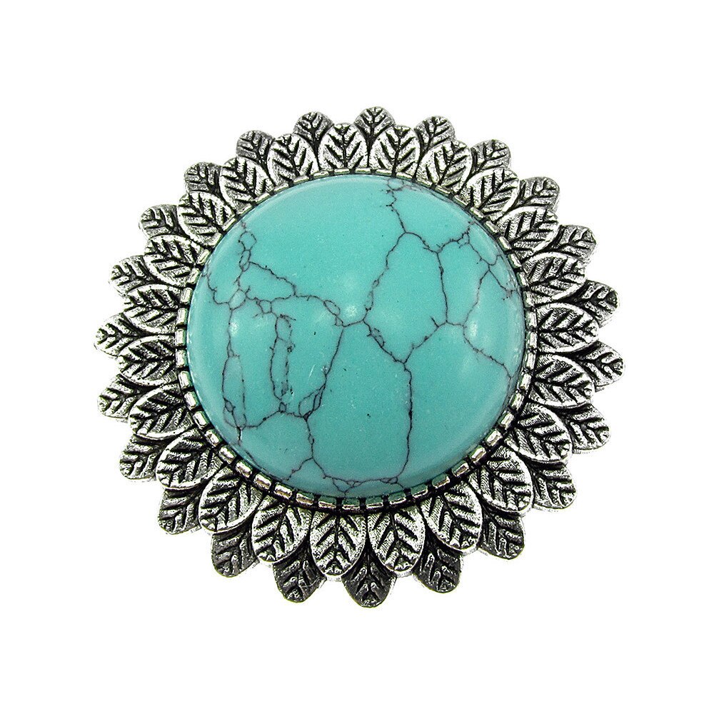 Brosa argintiu antic cu turcoaz