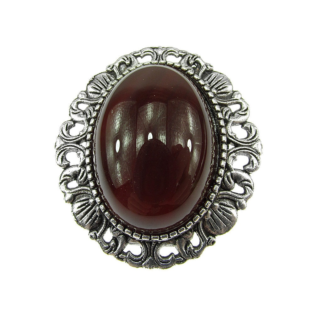 Brosa/pandantiv argintiu antic cu carneol natural