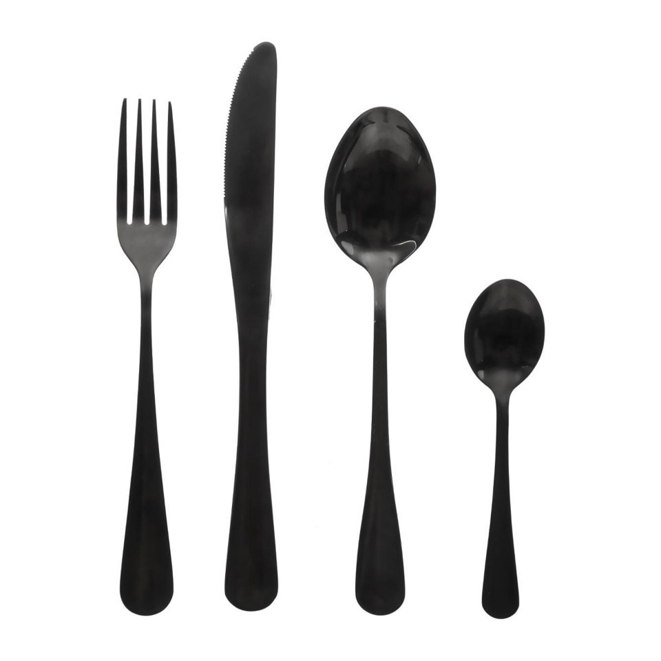 Set de tacamuri 16 piese Shadow 20 cm, negru