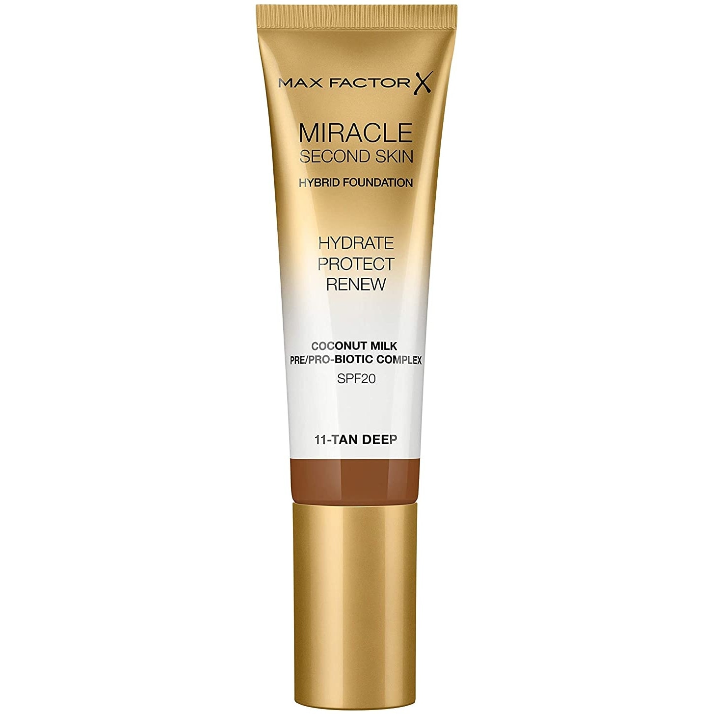 Fond de ten Max Factor, Myracle Second Skin, Tan-Deep 11 , Hidratant, Aspect natural, 30 ml