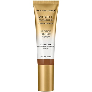 Fond de ten Max Factor, Myracle Second Skin, Tan-Deep 11 , Hidratant, Aspect natural, 30 ml Fond de ten Max Factor, Myracle Second Skin, Tan-Deep 11 , Hidratant, Aspect natural, 30 ml