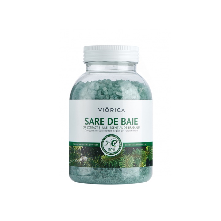 Sare de baie cu extract si ulei esential de Brad Alb, Viorica Cosmeplant, 1000 g
