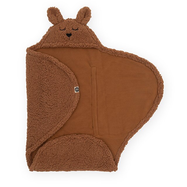 Sac bebe de dormit pentru calatorie, Jollein Bunny, cu gluga, 100x105cm, caramel