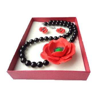 Set bijuterii cu maci, realizate manual Marca Tracolla Handmade Set bijuterii cu maci, realizate manual Marca Tracolla Handmade