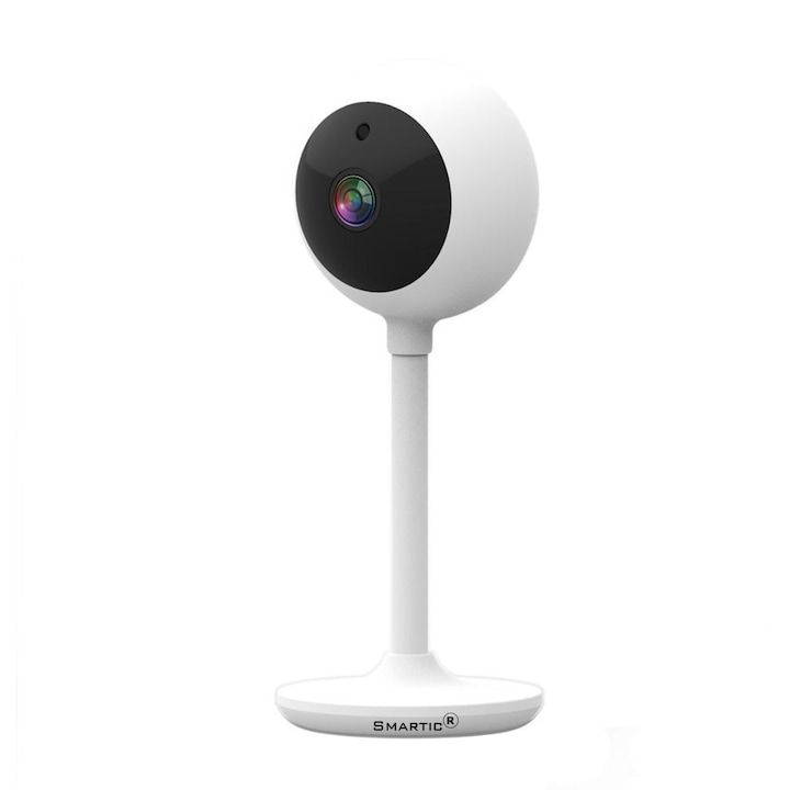 Smartic Baby Monitor IP kamera rugalmas állvánnyal, 1080P felbontás, WiFi, éjszakai látás, telefonos alkalmazás, fehér