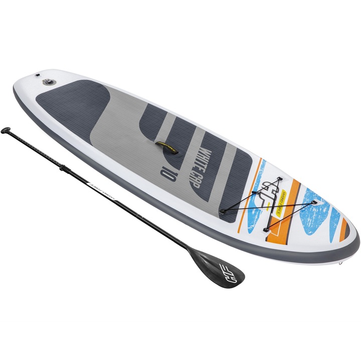 Комплект дъска за падълборд SUP Hydro-Force White Cap, 305x84x12 см, Гребло, Ръчна помпа, Ремък за крак, Перка, Комплект за поправка, Транспортна раница