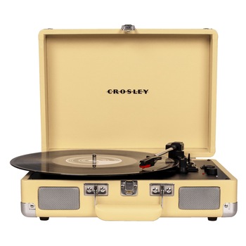 Pick-Up Portabil Crosley Cruiser Deluxe, Tip valiza, Bluetooth, Boxe incorporate, Auto Stop, AUX, Iesire Casti, Crem Pick-Up Portabil Crosley Cruiser Deluxe, Tip valiza, Bluetooth, Boxe incorporate, Auto Stop, AUX, Iesire Casti, Crem