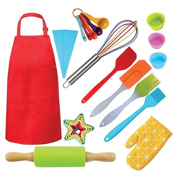 Set 28 piese cofetarie/patiserie, ustensile de gatit pentru adulti si copii, sort, manusa, cupe masurare, forme briose, spatule, pensule, forme stea, tel, sucitor / LeeXo Set 28 piese cofetarie/patiserie, ustensile de gatit pentru adulti si copii, sort, manusa, cupe masurare, forme briose, spatule, pensule, forme stea, tel, sucitor / LeeXo