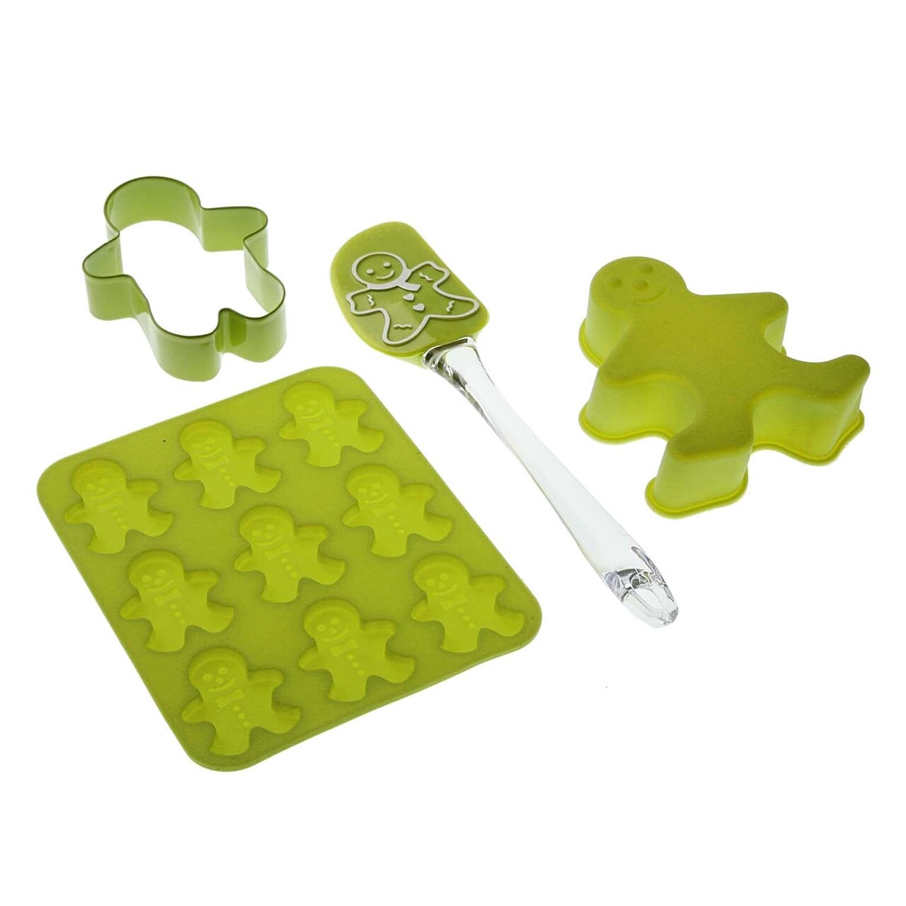 Set ustensile si forme desert pentru copii, 4 piese, Versa, Muneco, Silicon, verde