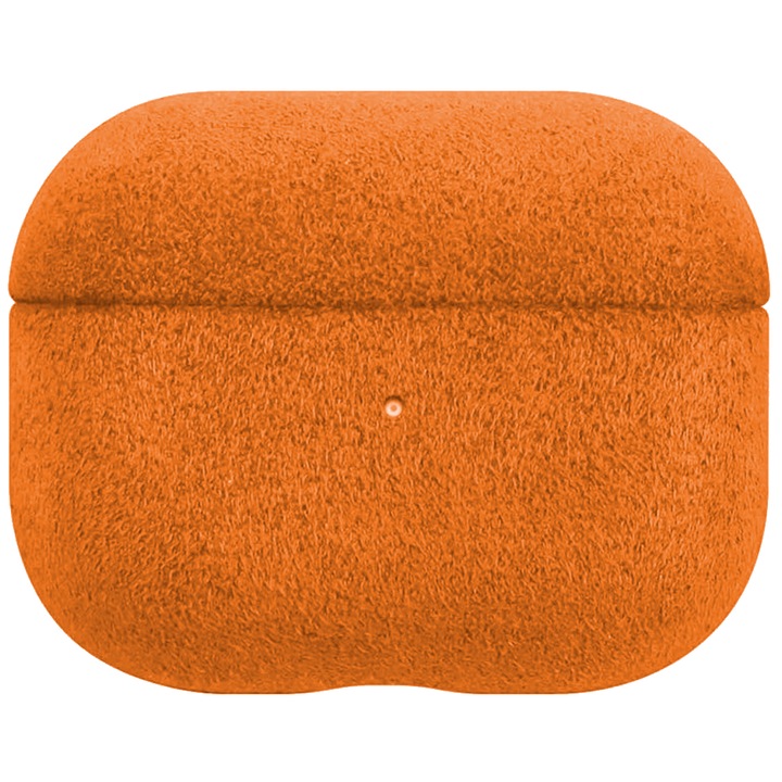 Husa alcantara SILKASE pentru Airpods Pro, culoare portocaliu, soft