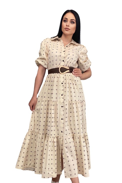 Rochie de dama, midi, Anastasia, Bej/Crem