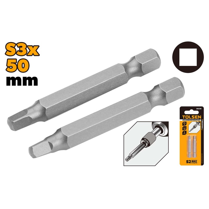 Set varfuri surubelnita TOLSEN 2 buc, S3x50 mm, otel S2 industrial, uz profesional, precizie ridicata si durabilitate
