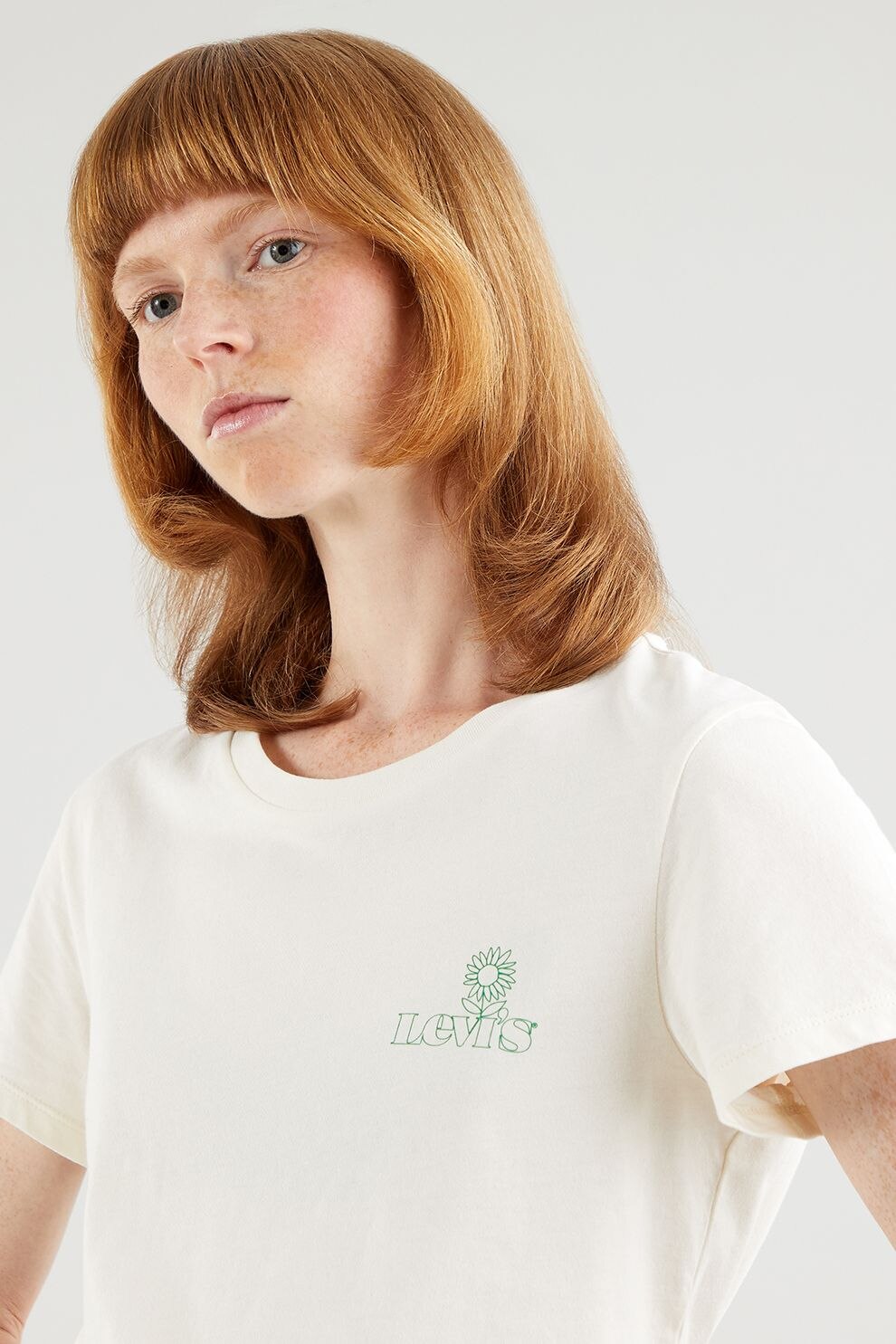 Levi's, Tricou de bumbac cu imprimeu logo, Alb/verde