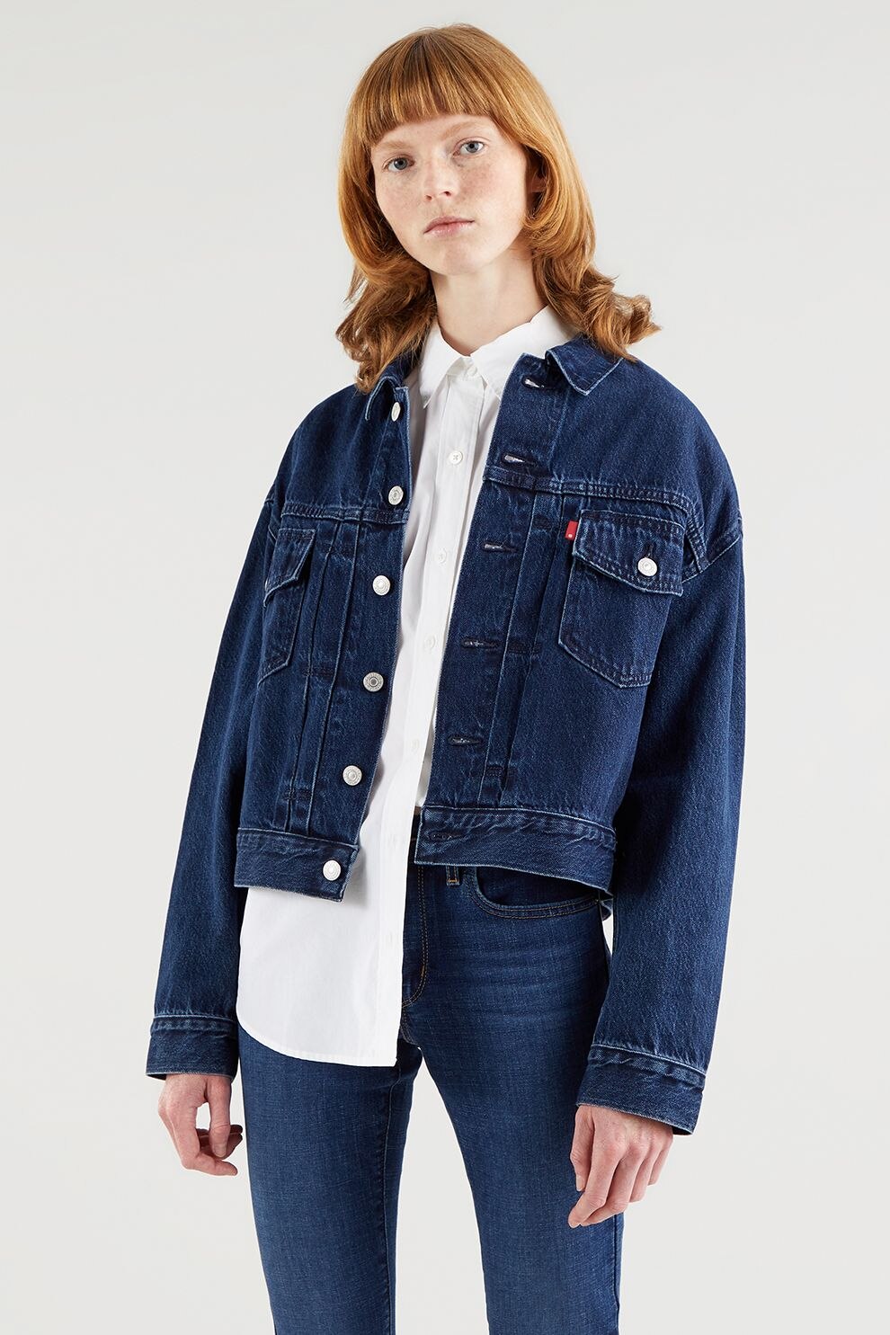 Levi's, Jacheta din denim cu buzunare pe piept, Bleumarin