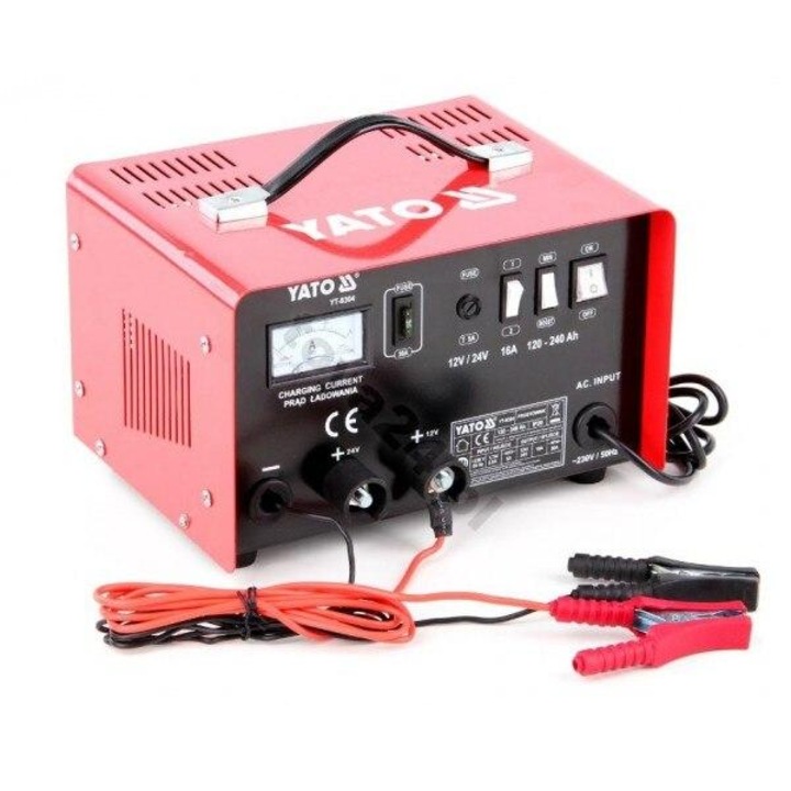 Incarcator de baterie, Yato, Functie Boost, 12 V / 24 V, 16 A, 240 Ah, Portocaliu/Negru