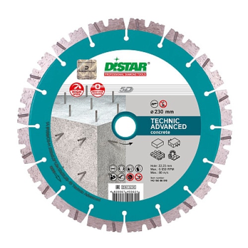 Disc diamantat Technic Advanced 180mm 1A1RSS/C3 180x2,6x12x22,23 Beton, pavaj, granit