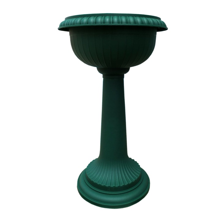 Ghiveci cu picior ND, inaltime 50 cm, diametru 26 cm, Verde