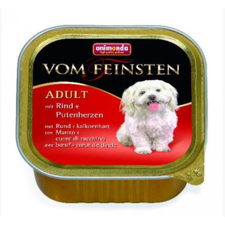 Animonda Vom Feinsten Classic alutasakos kutyatáp, Felnőtt, Marha + pulykaszív, 150 g