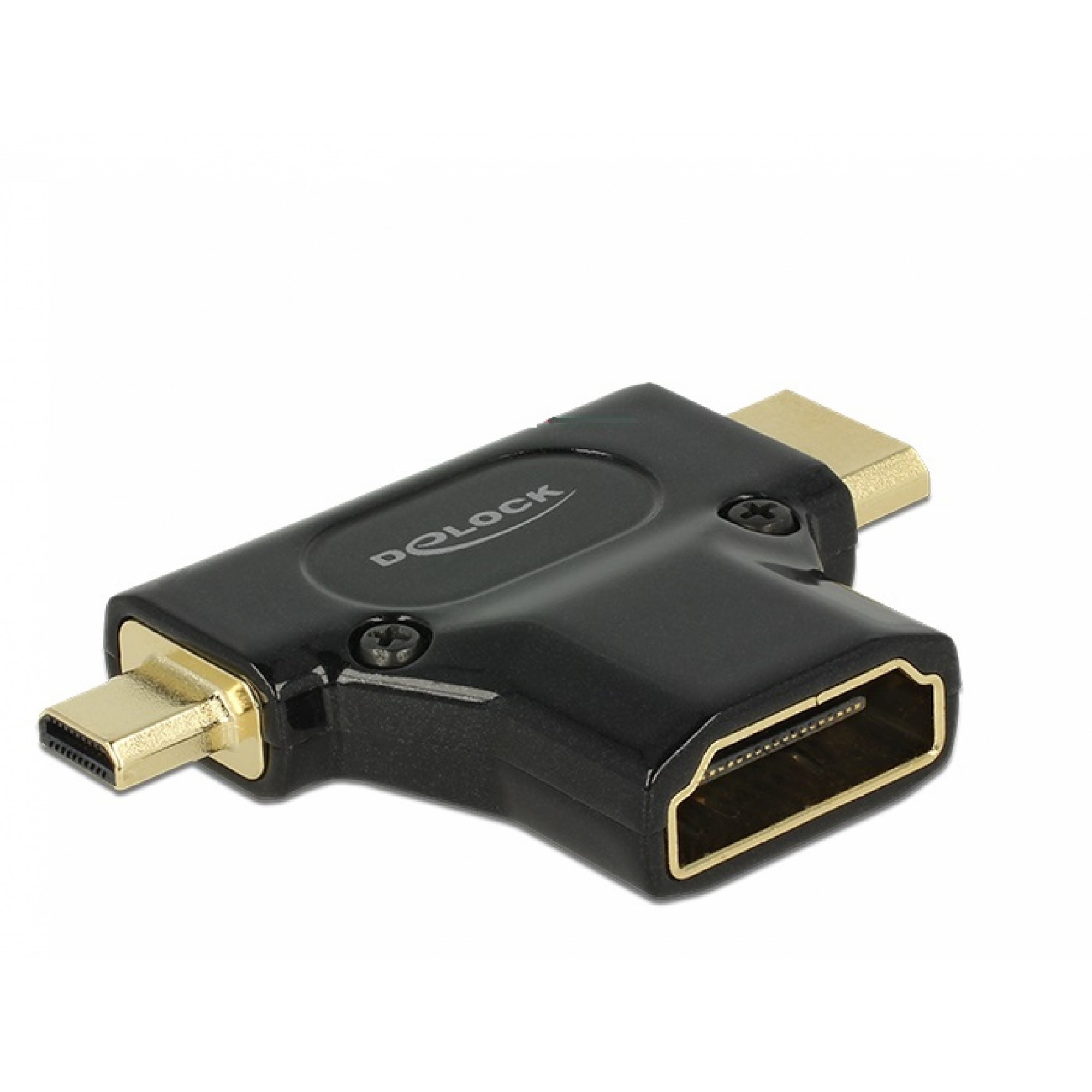 Adaptor HDMI la micro-D HDMI si mini-C HDMI T-M metalic, Delock 65666