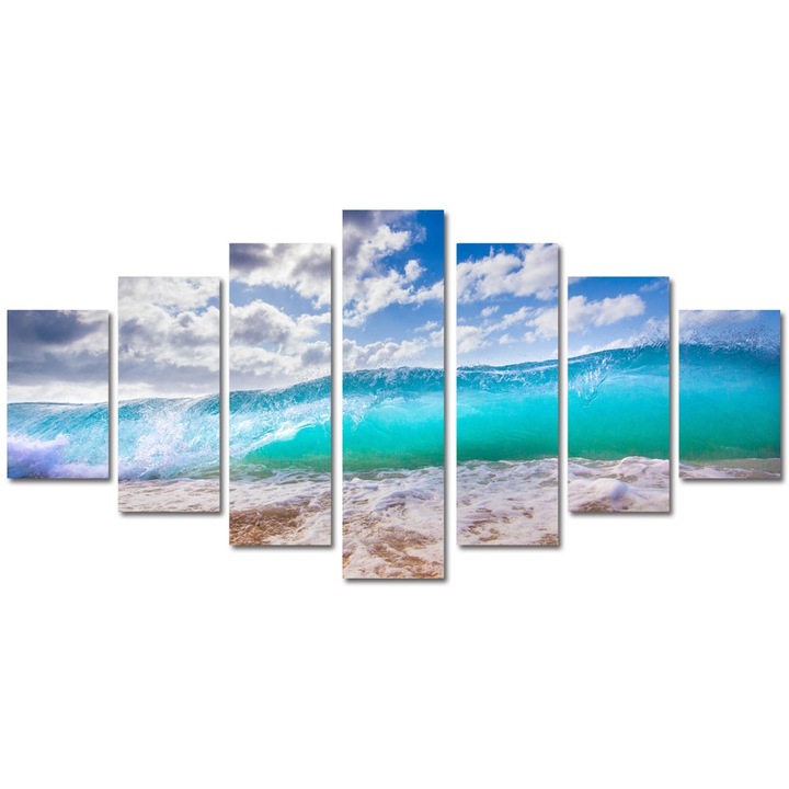 Tablou Multicanvas 7 Piese Peisaje Valul, 90 x 175 cm