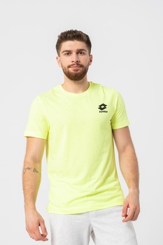 Lotto, Tricou cu decolteu rotund si imprimeu logo, Galben neon Lotto, Tricou cu decolteu rotund si imprimeu logo, Galben neon