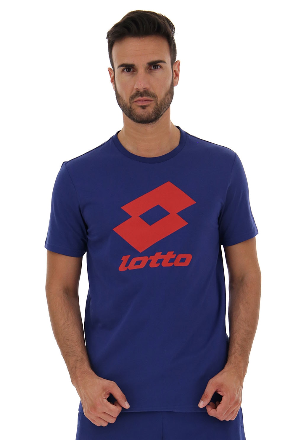 Lotto, Tricou cu model logo, Albastru inchis/Rosu