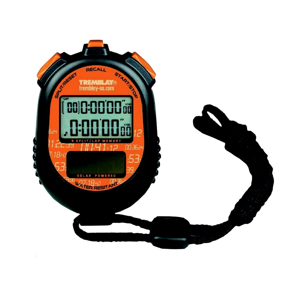 Cronometru solar, 9 memorii, rezistent la apa, cu snur, Portocaliu/Negru