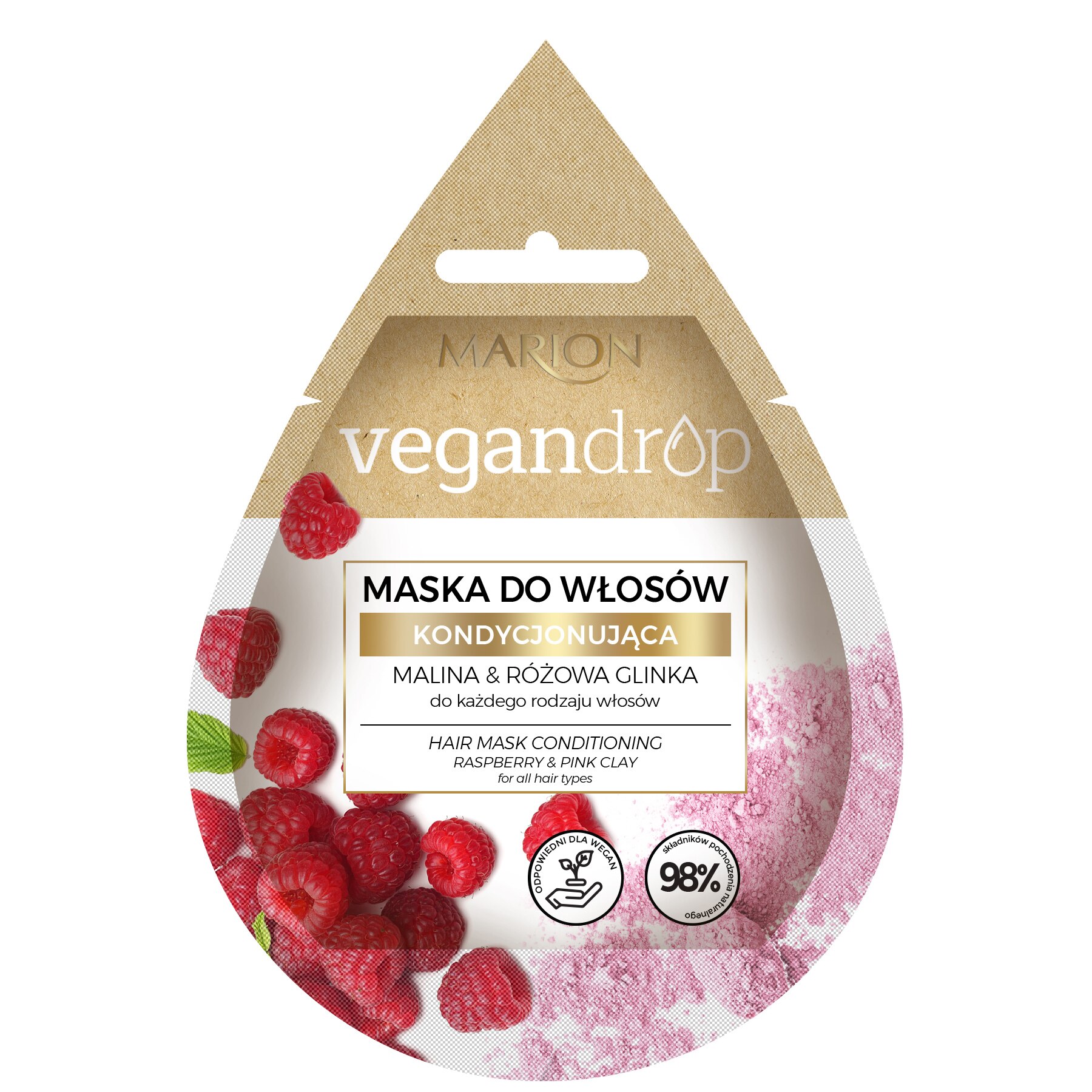 Masca plic pentru par, Marion, Vegandrop, Raspberry & Pink Clay, 20 ml