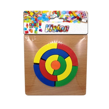 Puzzle lemn incastru 12 piese, cerc, 15x15cm, Vision Puzzle lemn incastru 12 piese, cerc, 15x15cm, Vision