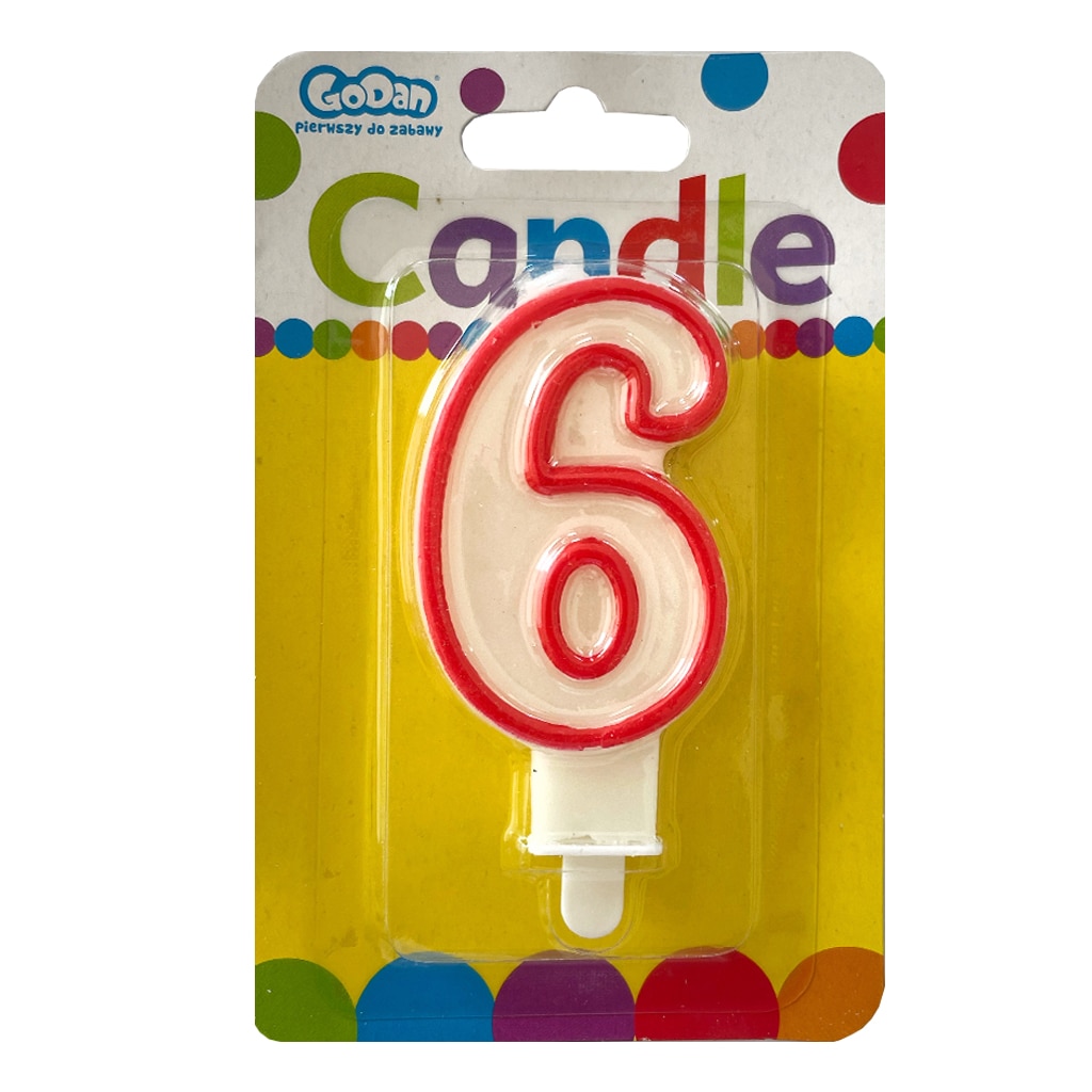 Lumanare aniversara pentru tort, cifra 6