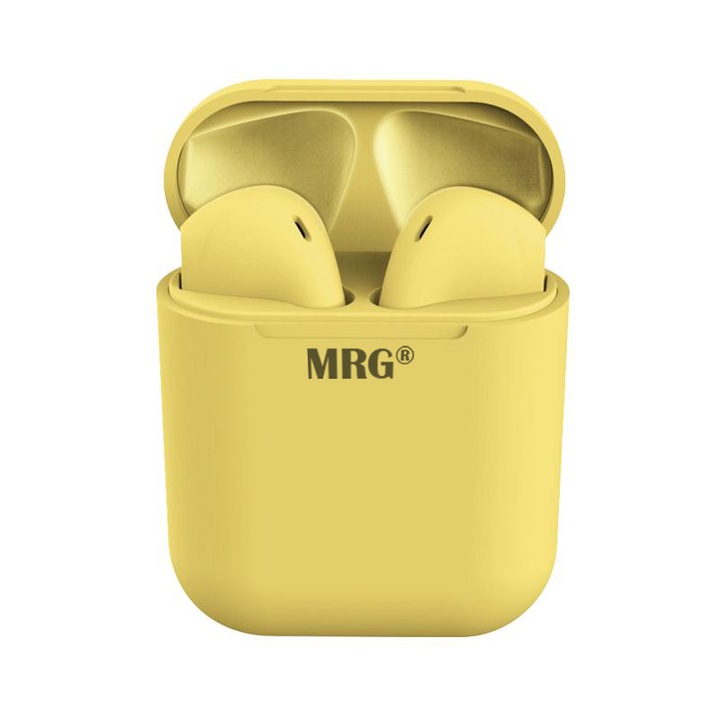 Слушалки MRG L-inPods 12, Bluetooth, Хендсфри, Със зареждаща кутия, Жълти