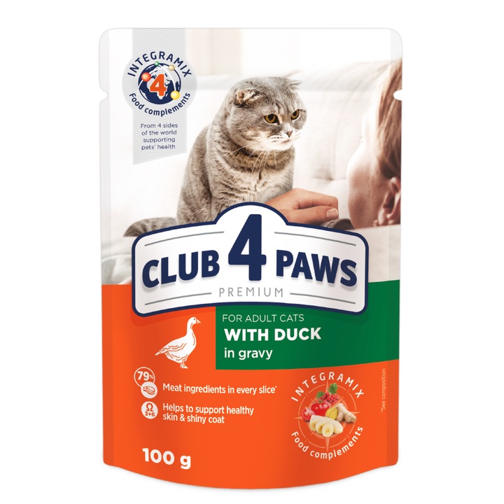 hrana umeda club 4 paws premium pentru pisici adulte - rata in sos  24x100g imagen 44_2_
6