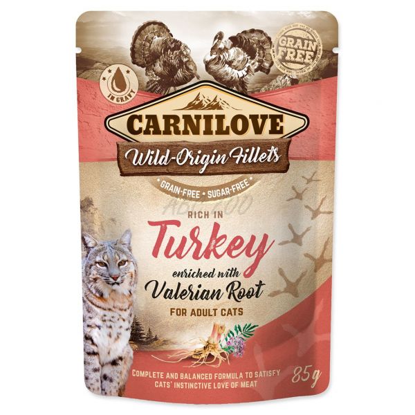 Hrana umeda pisici Carnilove Cat Curcan cu Valeriana 85 gr