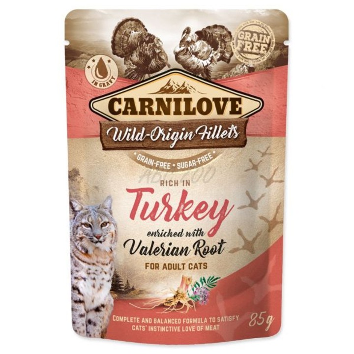 Hrana umeda pisici Carnilove Cat Curcan cu Valeriana 85 gr