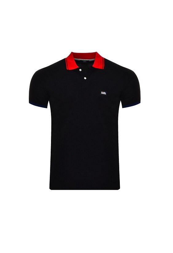Tricou polo , Karl Lagerfeld , Regular fit, Negru
