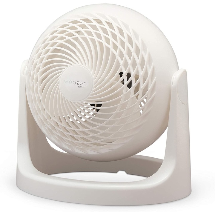 Iris Ohyama- Woozoo PCF-HE15 erőteljes és csendes asztali ventilátor, 360 ° -kal állítható - műanyag, fehér