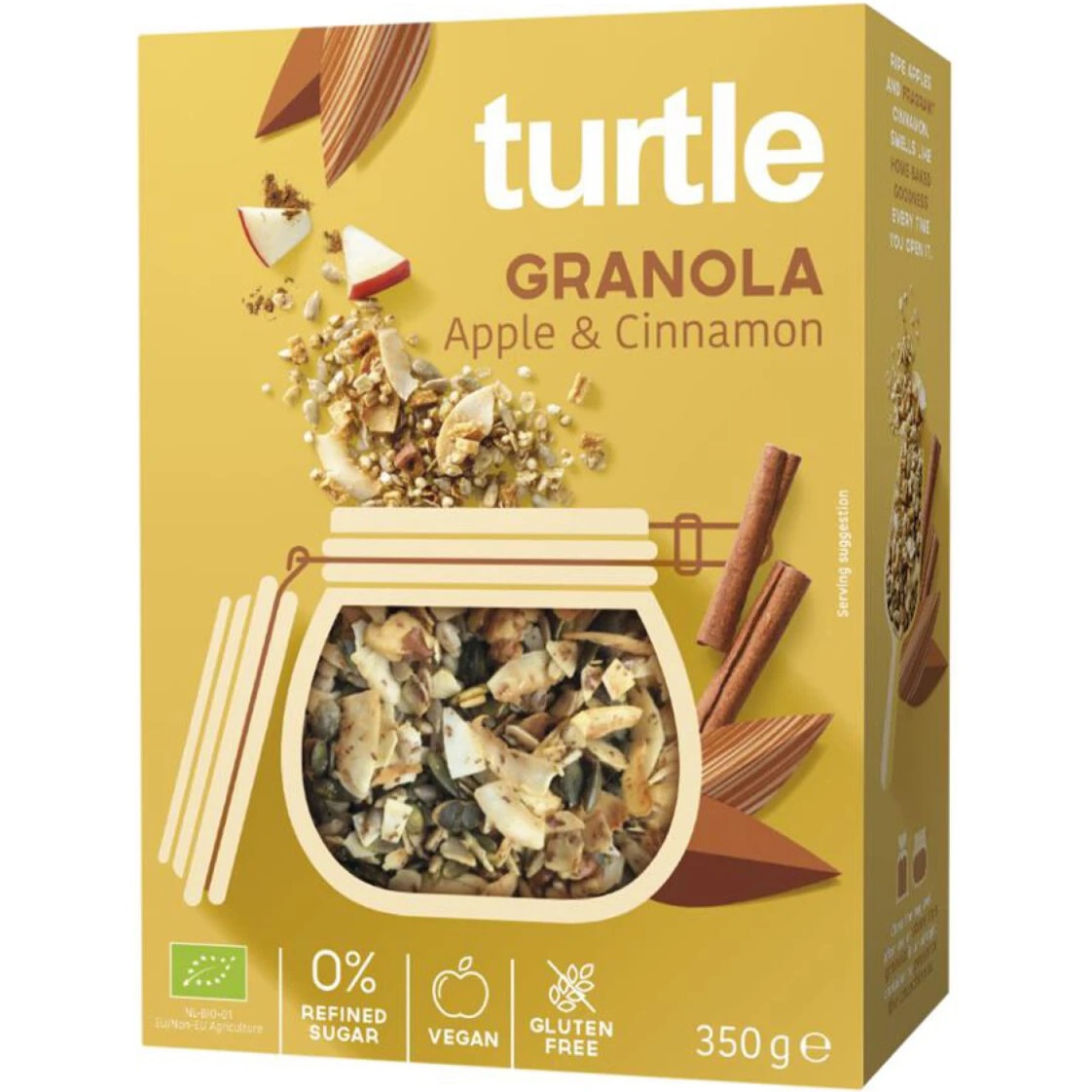 Cereale Granola ECO cu mar si scorisoara, fara gluten, Turtle, 350g