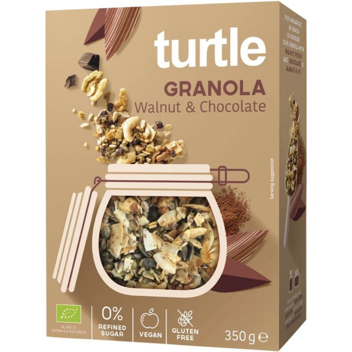 Cereale Granola ECO cu nuci si ciocolata, fara gluten, Turtle, 350g