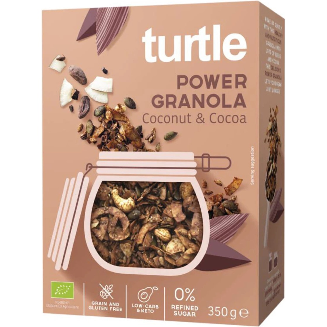 Cereale Power Granola ECO cu nuca de cocos si cacao, fara gluten, Turtle, 350g