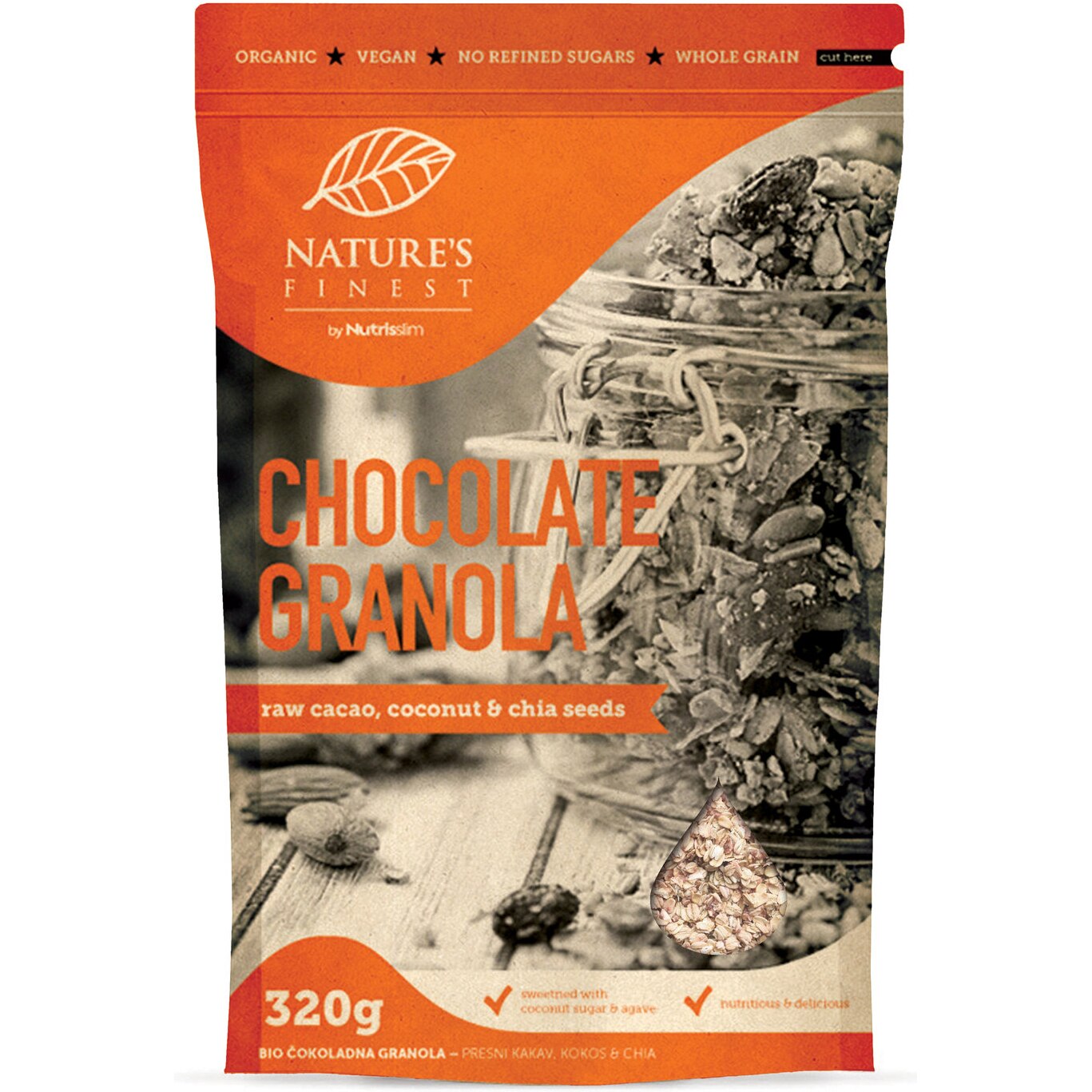 Cereale Granola amestec cu cioco ECO Nature`s Finest, 320g