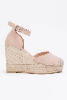 Il Passo, Sandale tip espadrille wedge de piele Erlinda, Roz pal Il Passo, Sandale tip espadrille wedge de piele Erlinda, Roz pal
