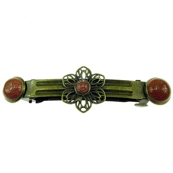 Clama de par floricica bronz cu Piatra Soarelui maro Clama de par floricica bronz cu Piatra Soarelui maro