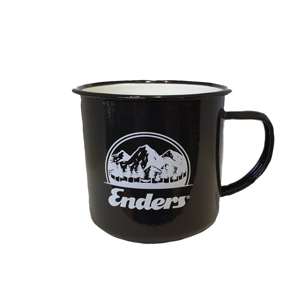 Cana Enders, emailata, aluminiu, neagra, 7.8 x 7.5 cm