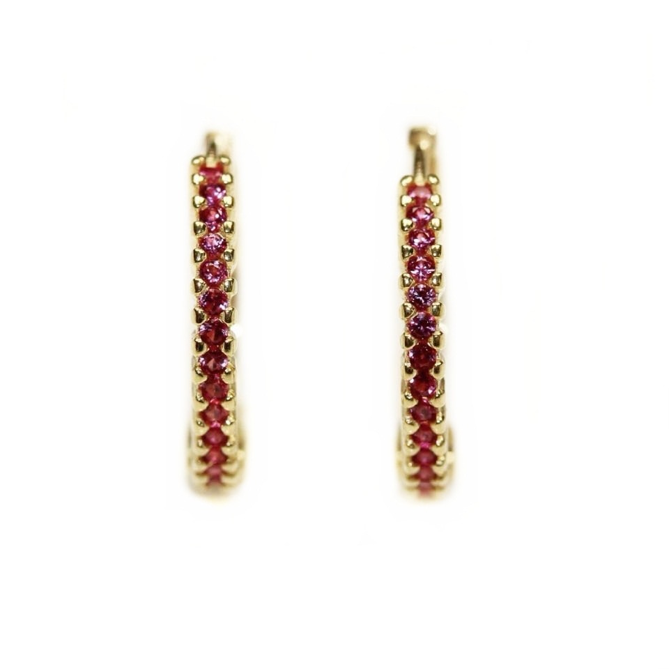 Cercei din aur galben 14k pentru copii, Zirconii roz