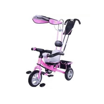 Tricicleta Toyz Derby cu roti de cauciuc umplute cu spuma fina ,cu parasolar,cos si gentuta ,roz Tricicleta Toyz Derby cu roti de cauciuc umplute cu spuma fina ,cu parasolar,cos si gentuta ,roz