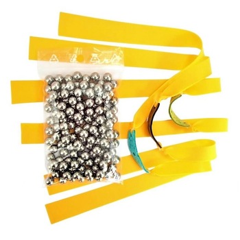 Set Profesional cu 3 Benzi din Latex si 100 de Bile Metalice de 6,35 mm Pentru Prastie Set Profesional cu 3 Benzi din Latex si 100 de Bile Metalice de 6,35 mm Pentru Prastie