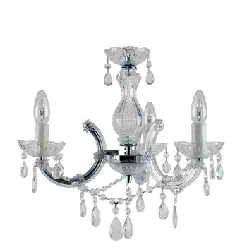 Candelabru cu 3 brate, din sticla, metal, D. 42 x 44/100 cm Candelabru cu 3 brate, din sticla, metal, D. 42 x 44/100 cm