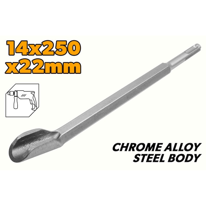 alta canale SDS-Plus TOLSEN 17 x 250 x 22 mm, otel aliat cromat, finisaj sablat, pentru zidarie si beton, uz industrial